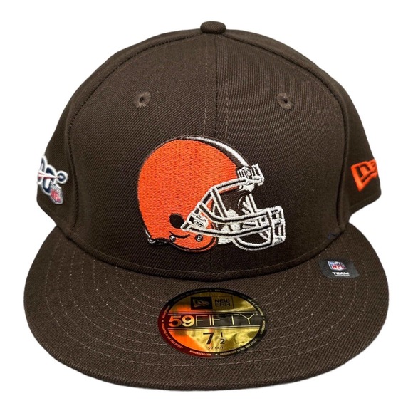 New Era Cleveland Browns 59Fifty 100th Anniversary Patch Men's Sz 7-1/2 - Picture 2 of 6